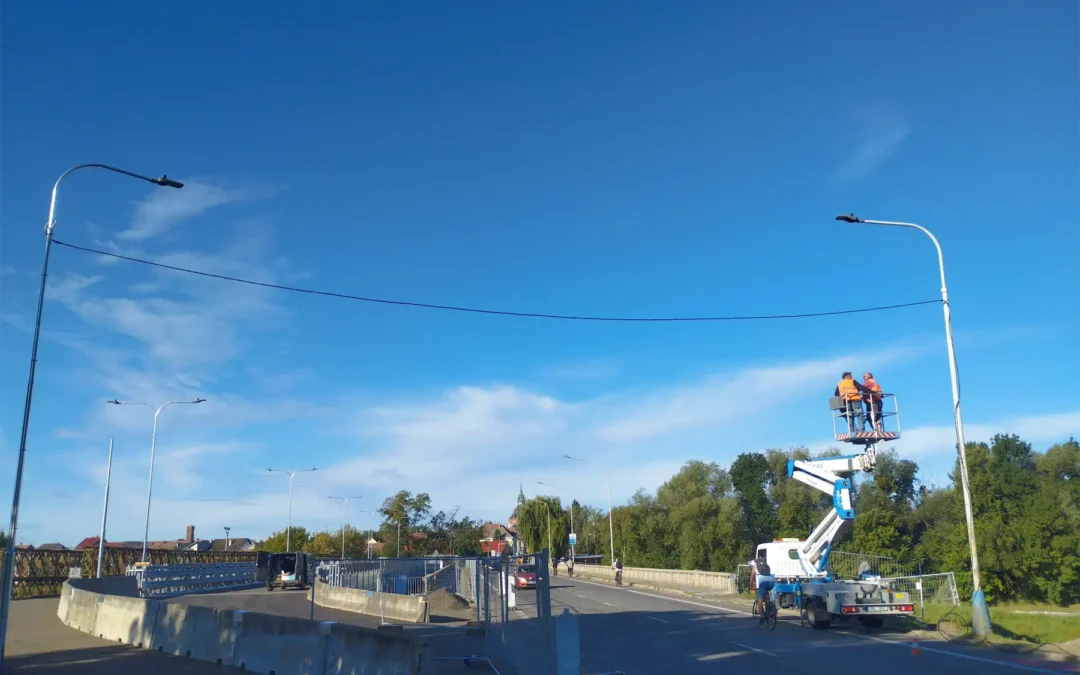 Veřejné LED osvětlení – provizorní a stálý most, ŘSD, Strabag – Břeclav