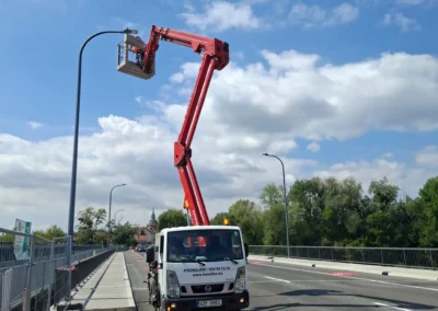 Veřejné LED osvětlení - provizorní a stálý most, ŘSD, Strabag - Břeclav