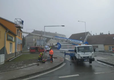 Veřejné LED osvětlení, kruhový objezd, PORR - Ivančice