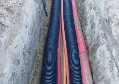 Veřejné LED osvětlení, rozvody NN, rozvody VN a rozvody optiky, Strabag - Kostice