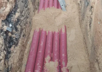 Veřejné LED osvětlení, rozvody NN, rozvody VN a rozvody optiky, Strabag - Kostice